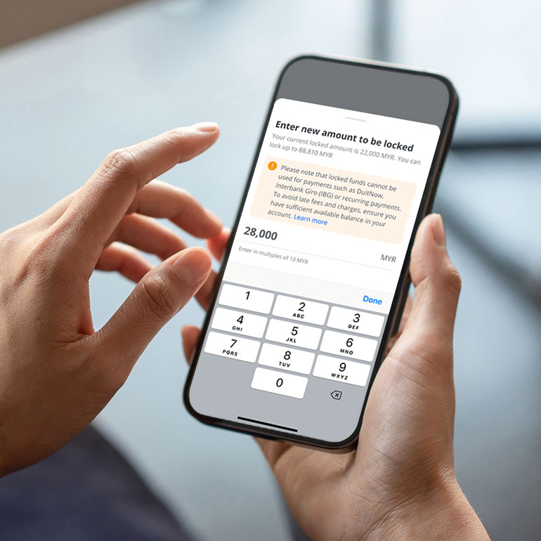 Use Money Lock via OCBC app or Internet Banking